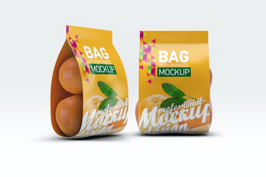 Bag with Oranges Mockup