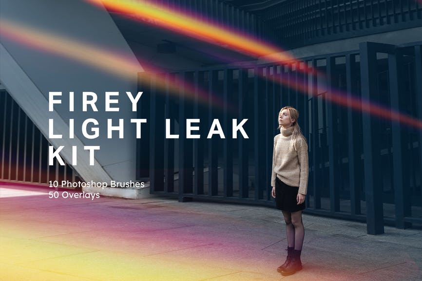 Firey Light Leak Kit - 10 Brushes & 50 Overlays