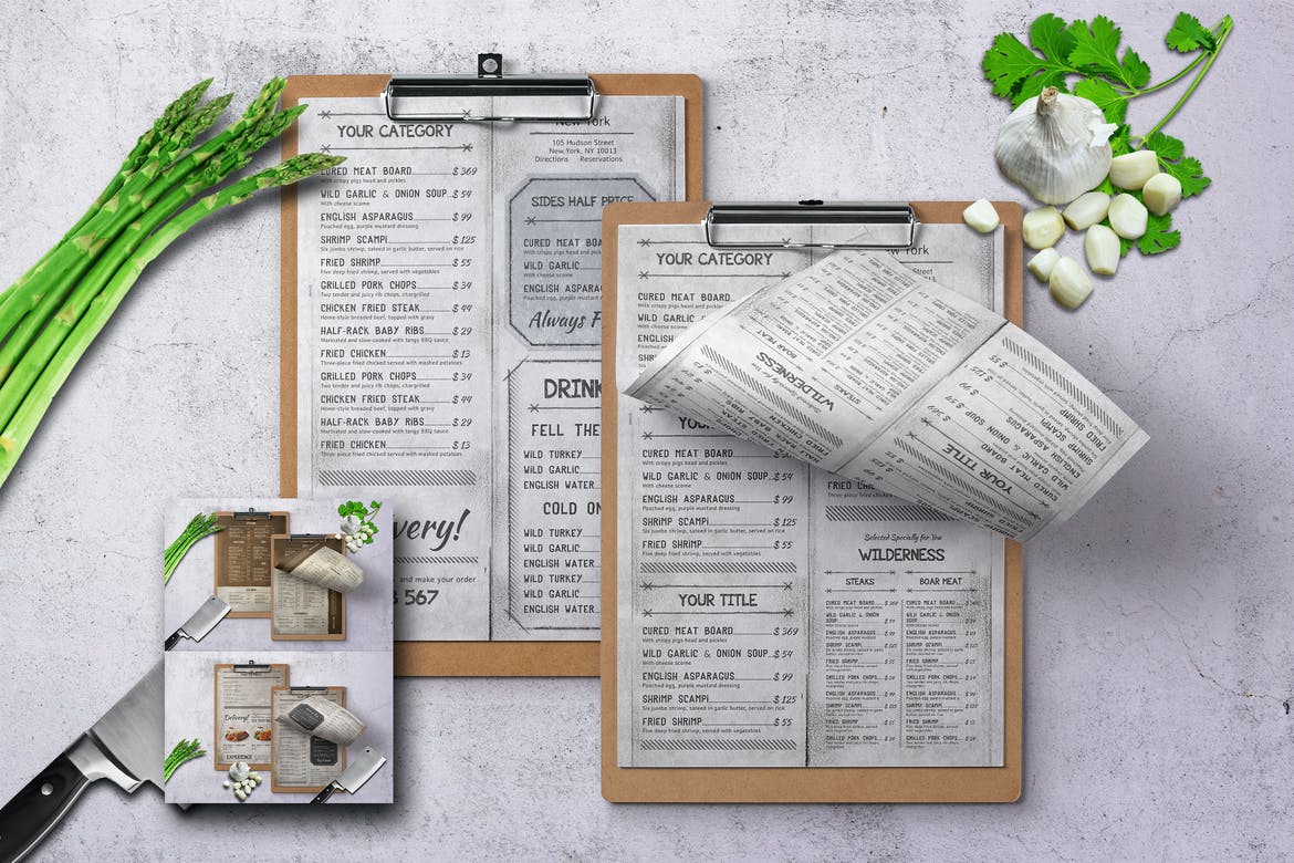 Vintage Single Page Menu Bundle