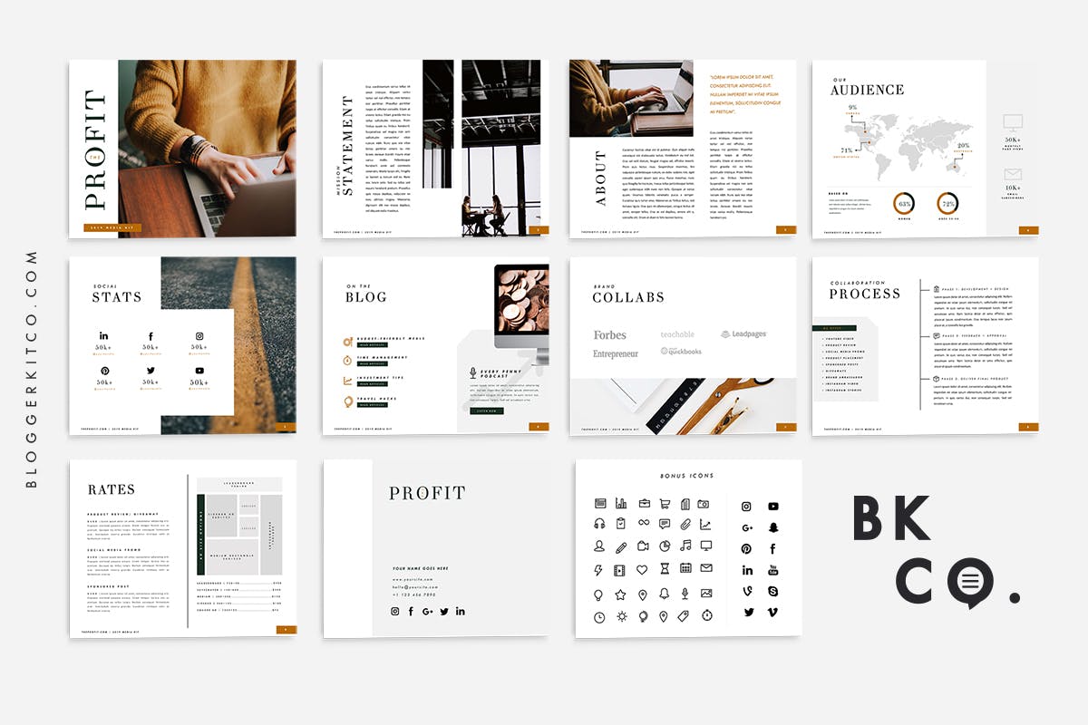 Financial Blog Media Kit 10 Pages PowerPoint