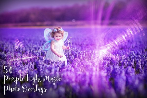 50 Purple Light Magic Photo Overlays