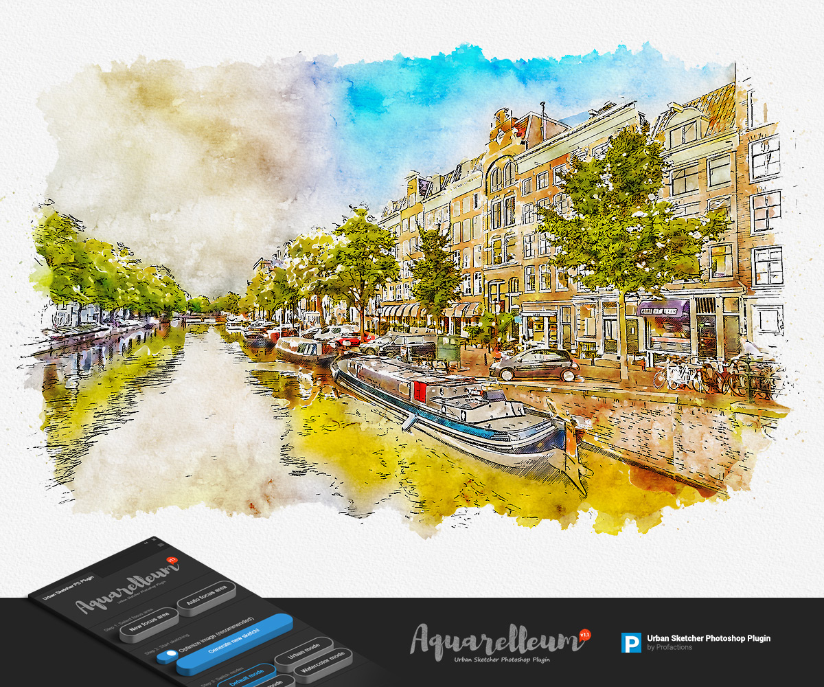 Urban Sketch - Aquarelleum - Photoshop Plugin